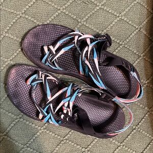 Chaco red white and blue sandals